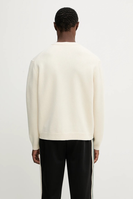 Одежда Шерстяной кардиган Maison Kitsuné Fox Head Intarsia Merino PM00509KM0329 бежевый