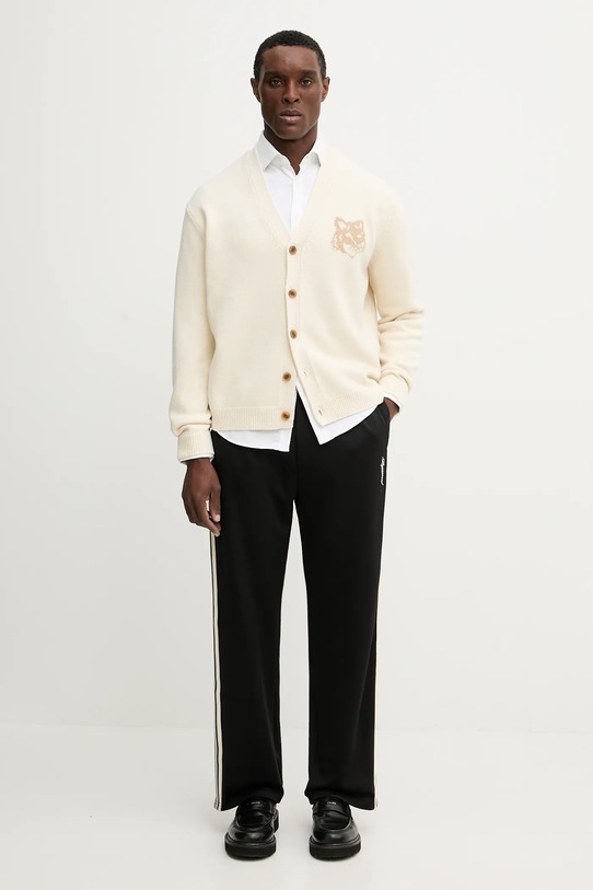 Шерстяной кардиган Maison Kitsuné Fox Head Intarsia Merino PM00509KM0329 бежевый