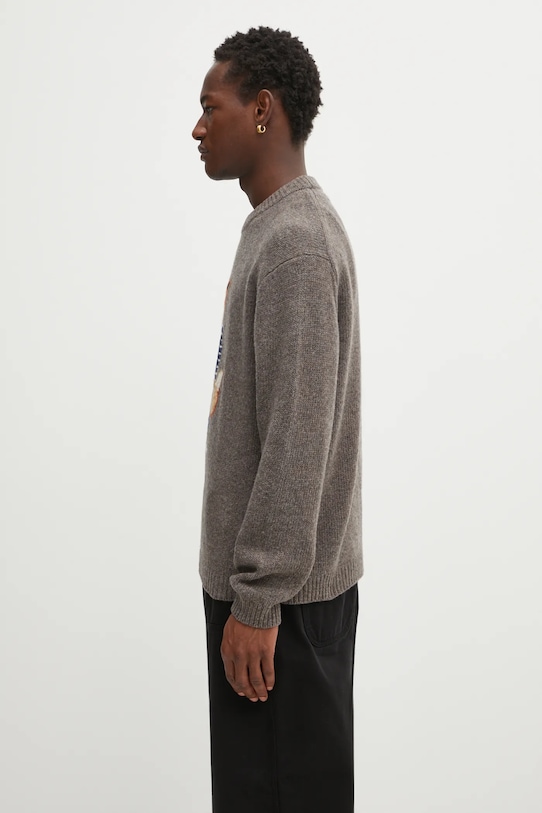 Svetr s příměsí vlny Maison Kitsuné Dressed Fox Intarsia Wool PM00806KH0002 hnědá AW25