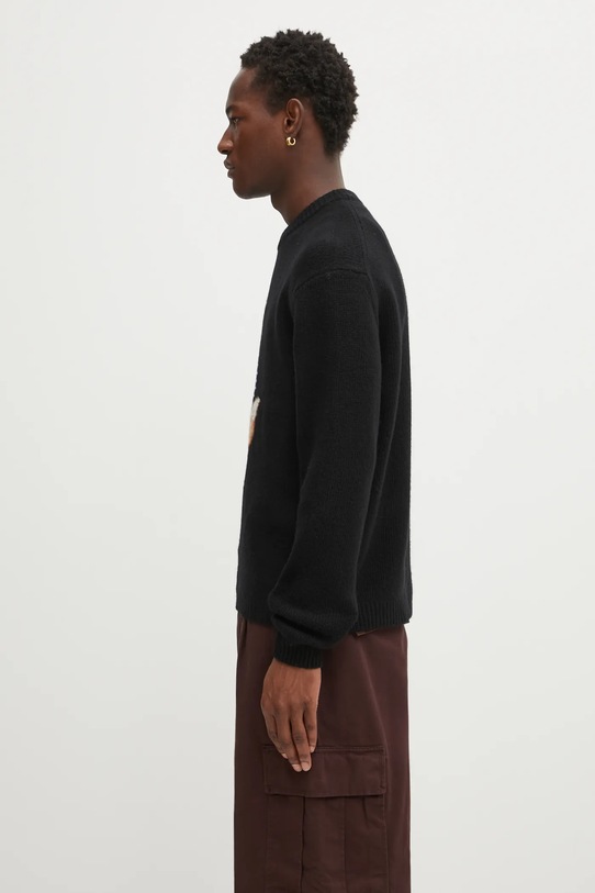 Maison Kitsuné sweter z dodatkiem wełny Dressed Fox Intarsia Wool PM00806KH0002 czarny AW25