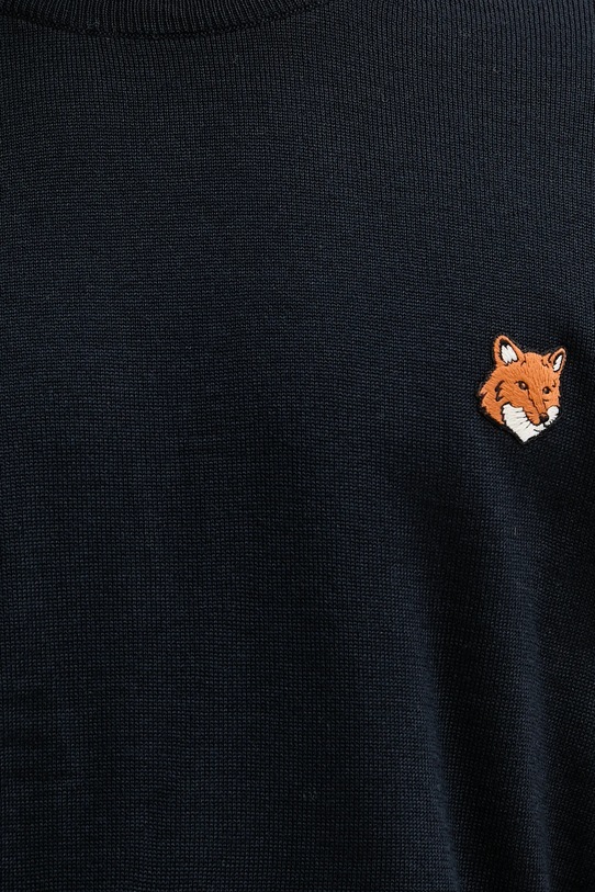 Vuneni pulover Maison Kitsuné Fox Head Merino Regular mornarsko plava PM00801KT1181