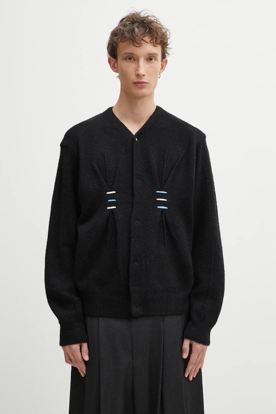 Ader Error kardigan z domieszką wełny KNIT cienka czarny BO01FWKT0703BK