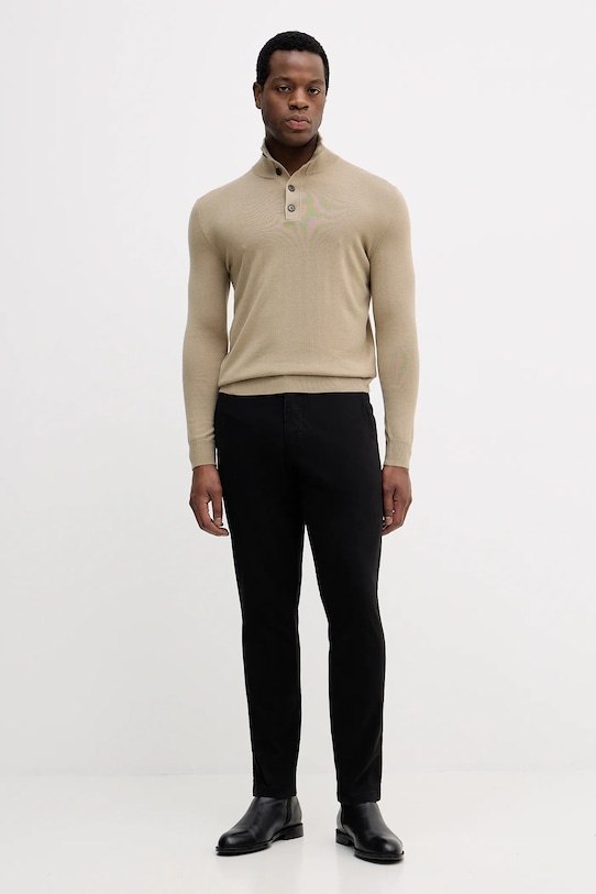 Sisley sweter z dodatkiem wełny 11BAS200W beżowy AW25