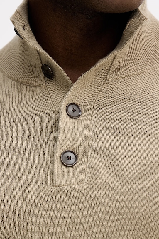 Sisley sweter z dodatkiem wełny 11BAS200W beżowy