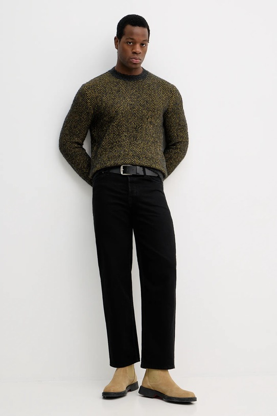 Sisley sweter z domieszką wełny 170WS104K zielony AW25