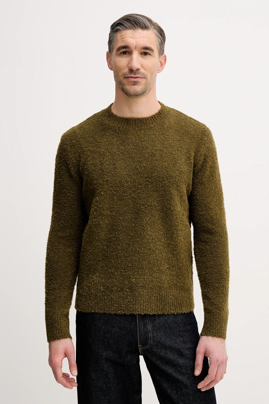 Sisley sweter z domieszką wełny okrągły zielony 170WS104O