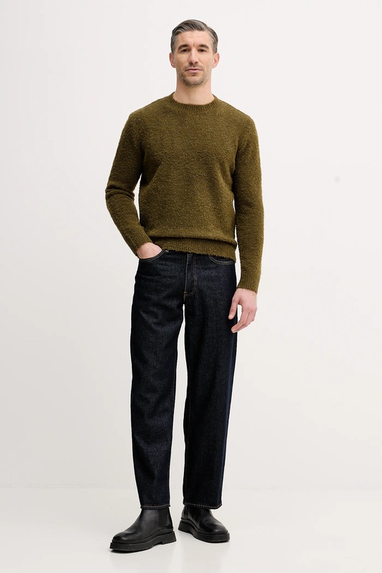 Sisley sweter z domieszką wełny 170WS104O zielony AW25