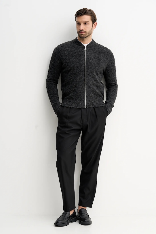 Sisley kardigan z domieszką wełny 170WS500L szary AW25