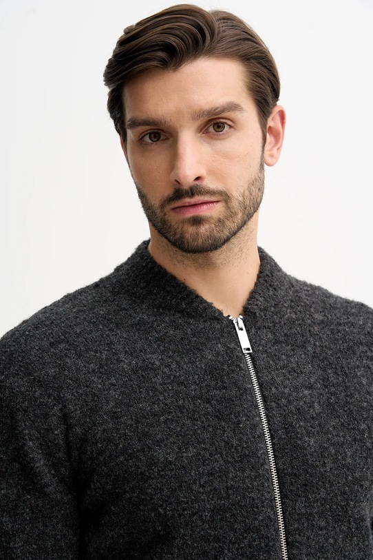 Sisley kardigan z domieszką wełny szary 170WS500L