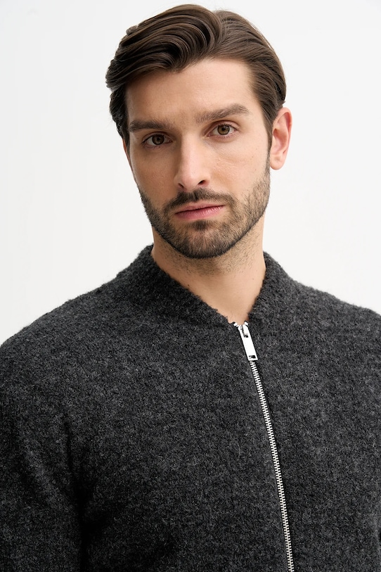 Sisley kardigan z domieszką wełny szary 170WS500L