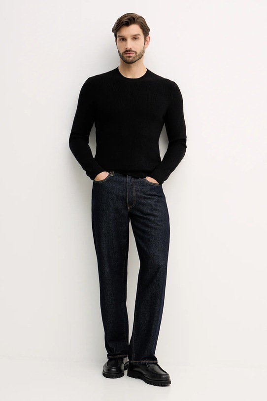 Sisley sweter z dodatkiem wełny 18AYS104I czarny AW25