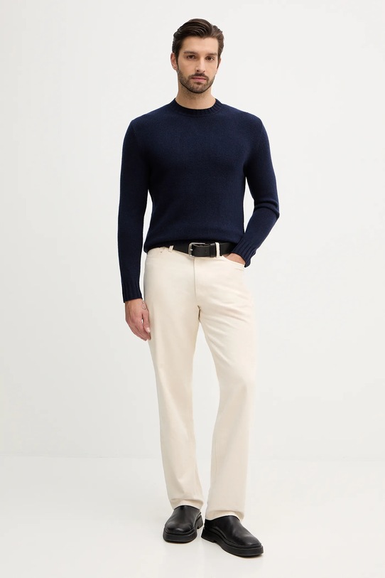 Sisley sweter z dodatkiem wełny 18AYS104L granatowy AW25