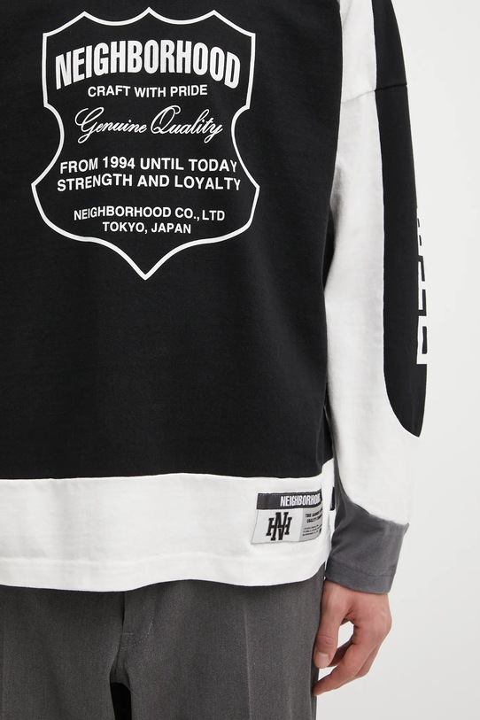 NEIGHBORHOOD longsleeve bawełniany HOCKEY czarny 252FPNH.CSM14