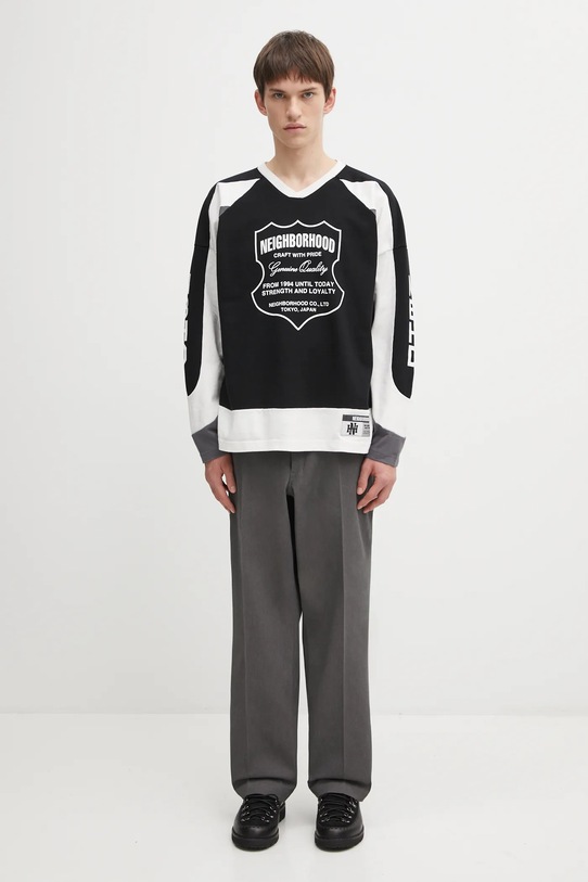 NEIGHBORHOOD longsleeve bawełniany HOCKEY 252FPNH.CSM14 czarny
