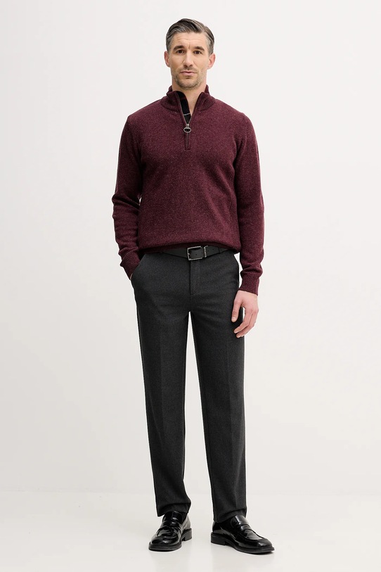 Barbour sweter wełniany MKN0837 bordowy AW25
