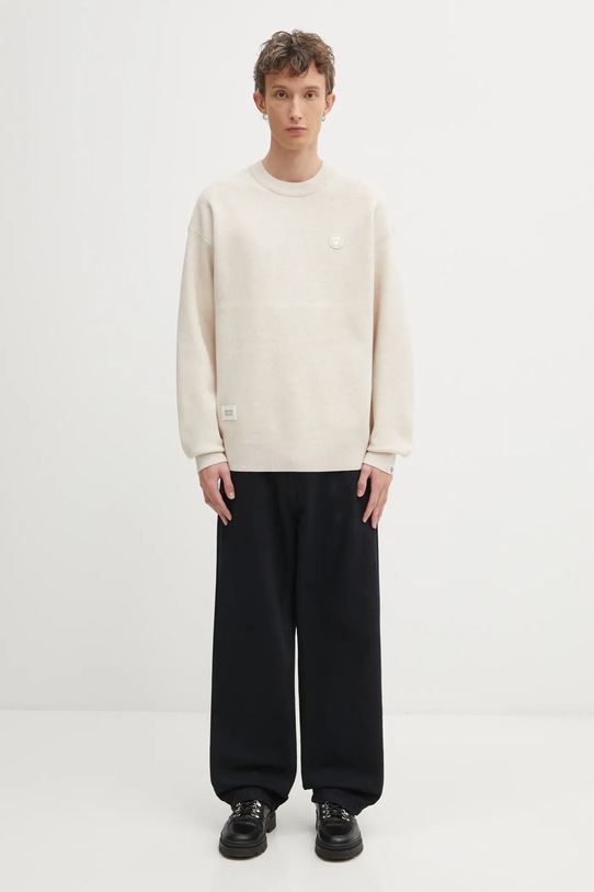 AAPE sweter Now AAPKNMC361XXP beżowy