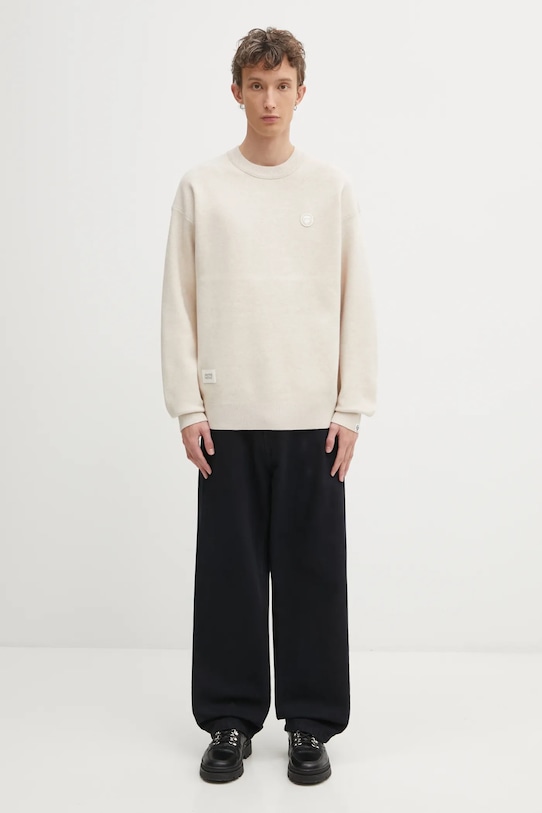 AAPE sweter Now AAPKNMC361XXP beżowy