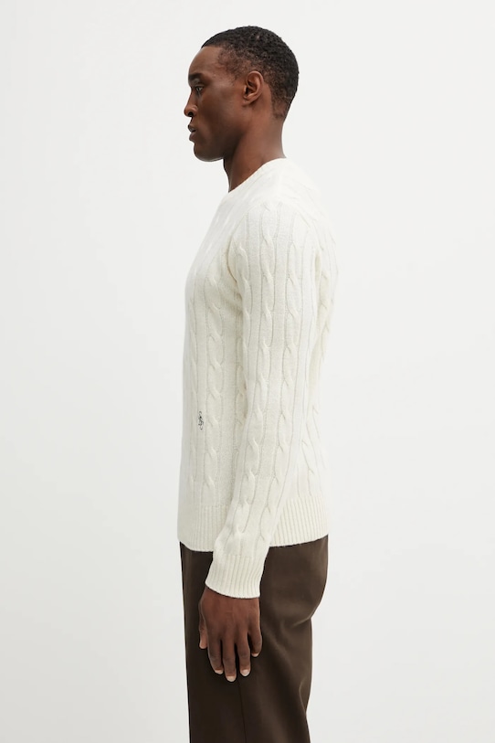 Sporty & Rich sweter wełniany SRC Cableknit Cashmere WS08765302WH37 beżowy AW25