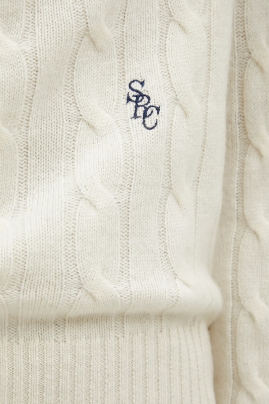 Sporty & Rich sweter wełniany SRC Cableknit Cashmere beżowy WS08765302WH37