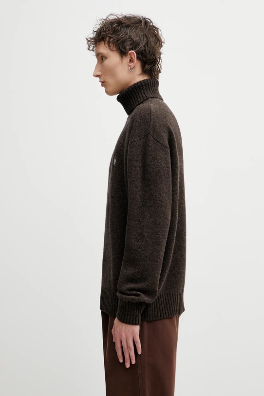 Sporty & Rich sweter wełniany SRC Wool WS08265302BR03 brązowy AW25