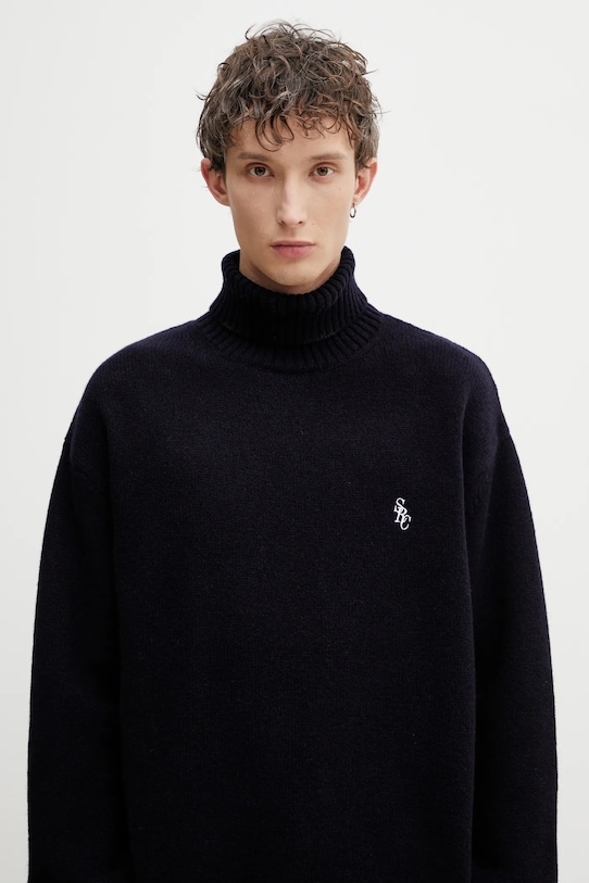 Шерстяной свитер Sporty & Rich SRC Wool тёмно-синий WS08262302BL106