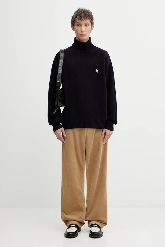 Шерстяной свитер Sporty & Rich SRC Wool WS08262302BL106 тёмно-синий