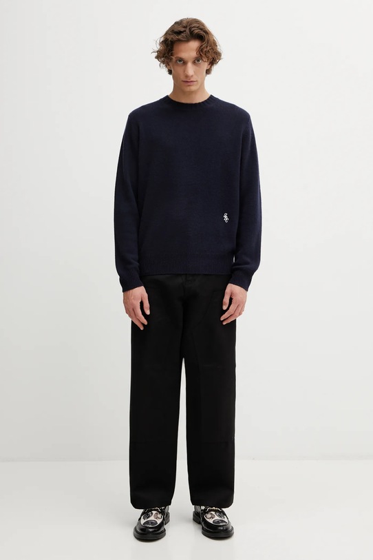 Sporty & Rich sweter wełniany SRC Cashmere WS08362302BL106 granatowy