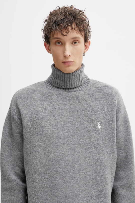 Sporty & Rich sweter wełniany SRC Wool szary WS08262302GY04