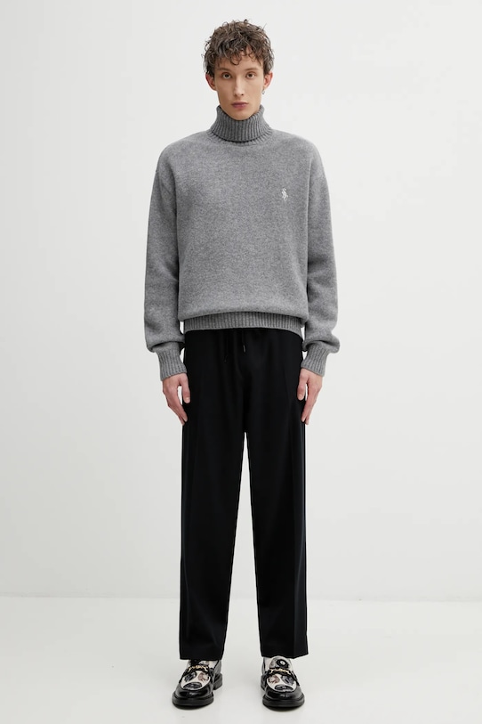 Sporty & Rich sweter wełniany SRC Wool WS08262302GY04 szary