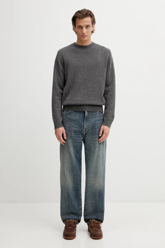 Sporty & Rich sweter wełniany SRC Cashmere WS08362302GY04 szary