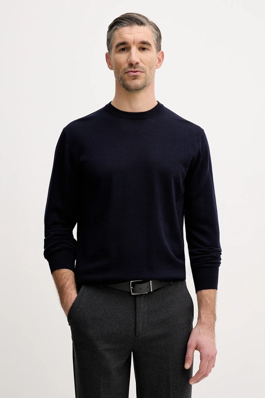 Eton sweter wełniany okrągły granatowy 100013670