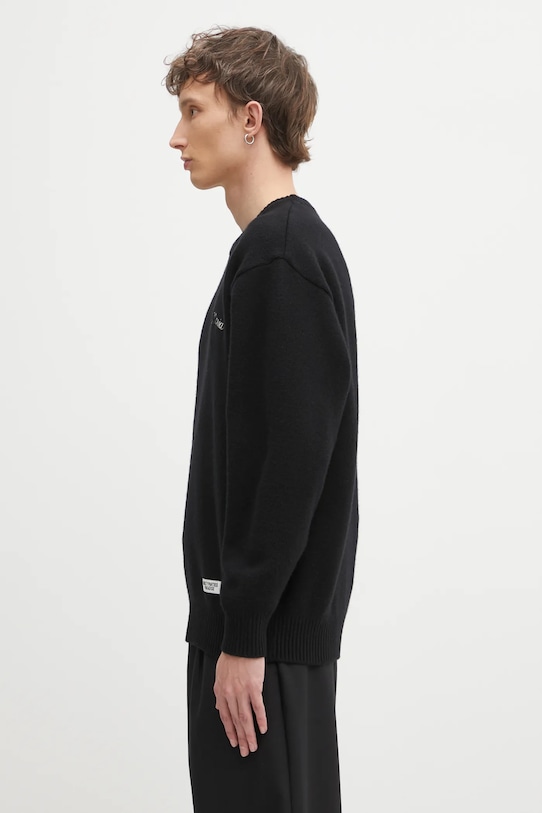 Wacko Maria sweter wełniany Classic Crew Neck 25FW.WMK.KN12 czarny AW25