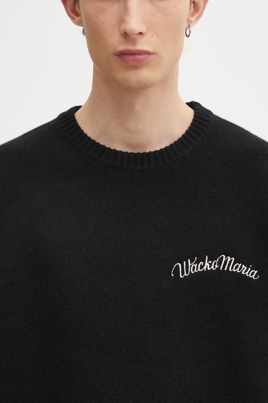 Wacko Maria sweter wełniany Classic Crew Neck czarny 25FW.WMK.KN12