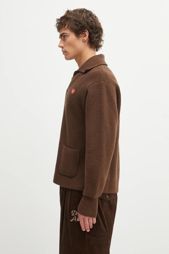 Human Made kardigan wełniany KNIT CARDIGAN HM30CS004 brązowy AW25