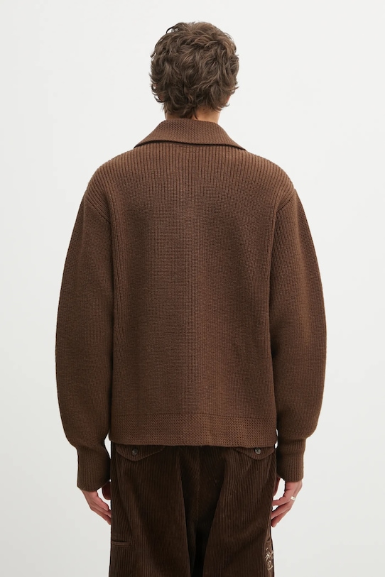 Odzież Human Made kardigan wełniany KNIT CARDIGAN HM30CS004 brązowy