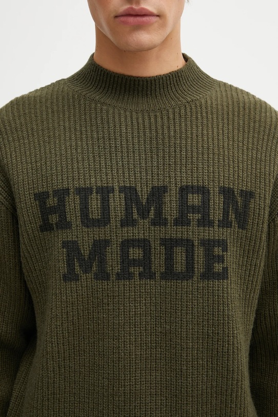 Human Made sweter wełniany MOC NECK zielony HM30CS011