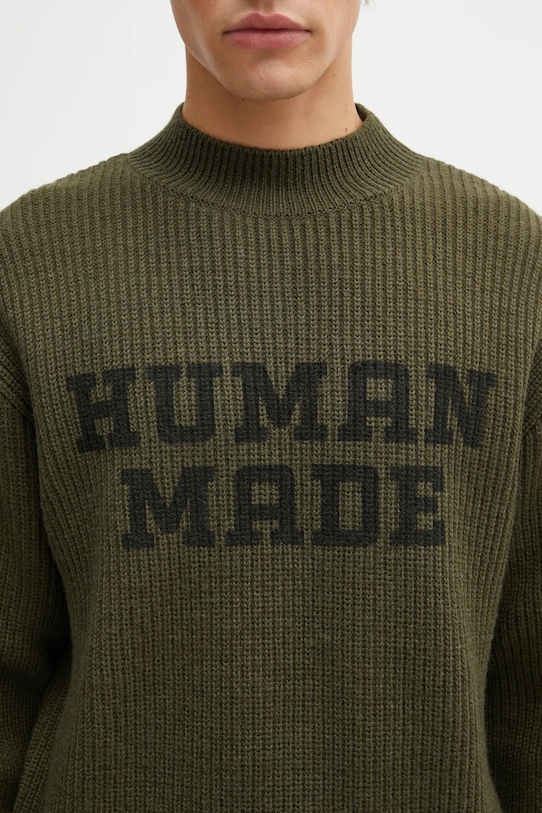 Вовняний светр Human Made MOC NECK зелений HM30CS011