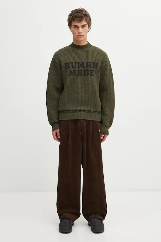 Вовняний светр Human Made MOC NECK HM30CS011 зелений
