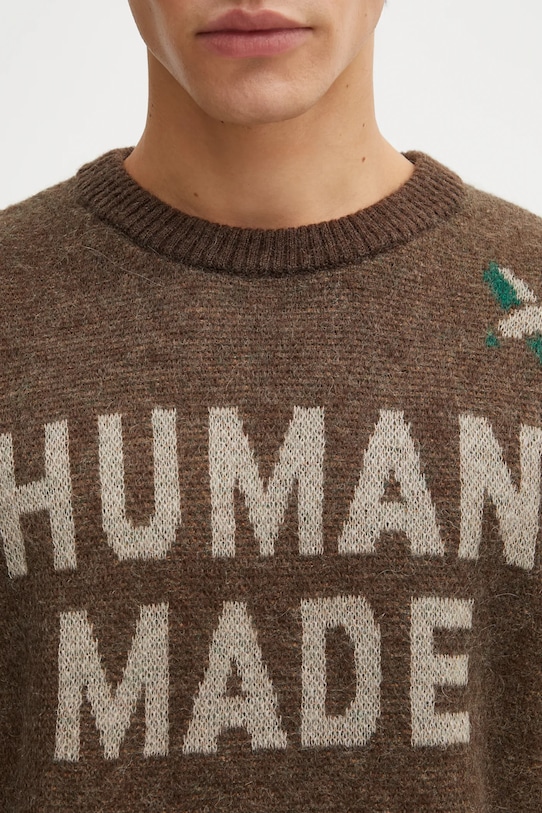 Human Made sweter z dodatkiem wełny GRAPHIC brązowy HM30CS014