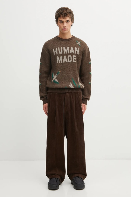 Human Made sweter z dodatkiem wełny GRAPHIC HM30CS014 brązowy