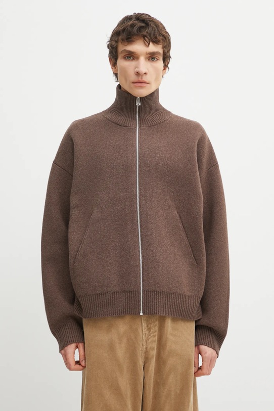 Axel Arigato kardigan z dodatkiem wełny Core Zip-Up Sweater gruba brązowy A2143005
