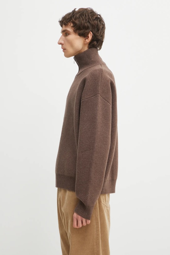 Axel Arigato kardigan z dodatkiem wełny Core Zip-Up Sweater A2143005 brązowy AW25