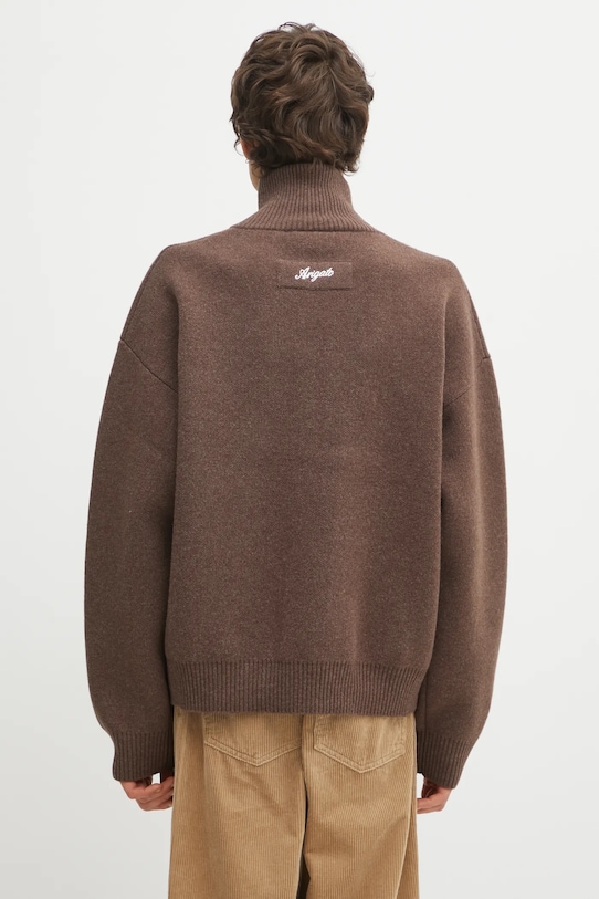 Odzież Axel Arigato kardigan z dodatkiem wełny Core Zip-Up Sweater A2143005 brązowy