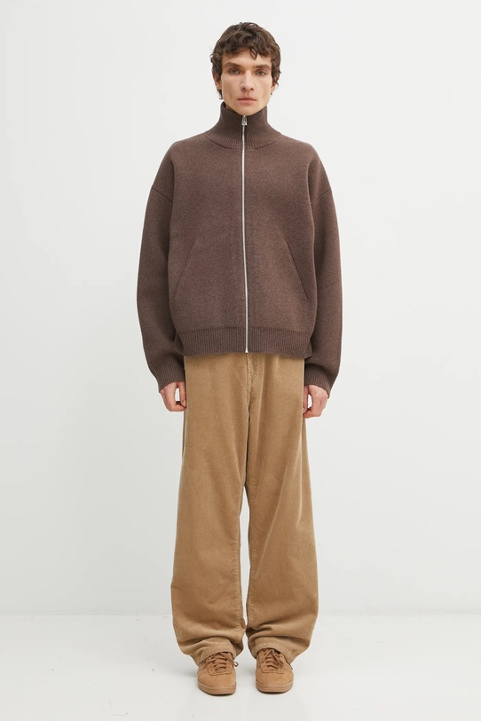 Axel Arigato kardigan z dodatkiem wełny Core Zip-Up Sweater A2143005 brązowy