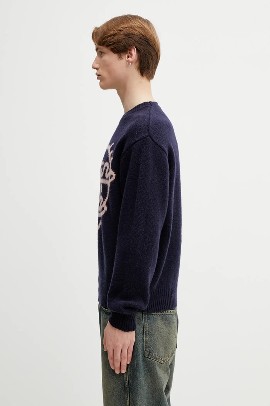 Human Made sweter z dodatkiem wełny KNITTED SWEATER HM30CS035 granatowy AW25