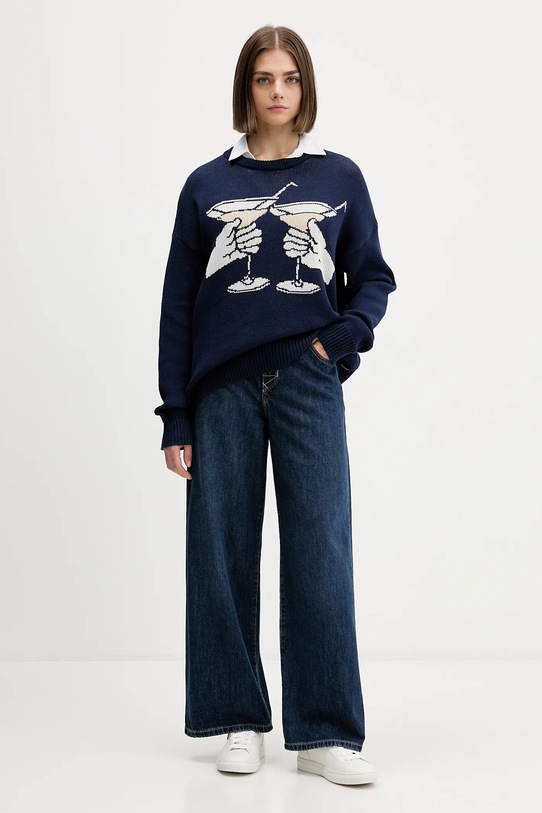 Kaotiko sweter bawełniany AR015.01.E002 granatowy AW25