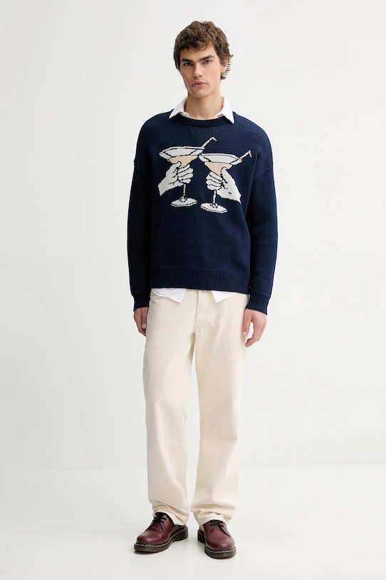 Kaotiko pulover de bumbac AR015.01.E002 bleumarin AW25