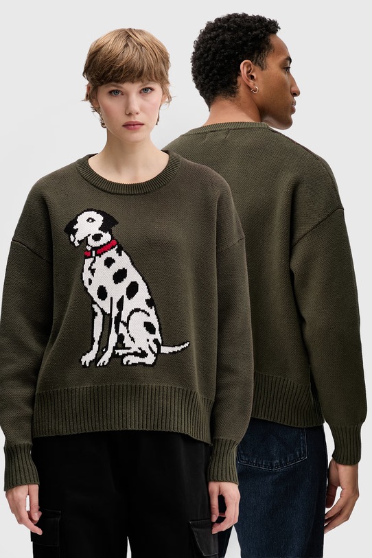 Βαμβακερό πουλόβερ Kaotiko βαμβάκι πράσινο AR017.01.E002