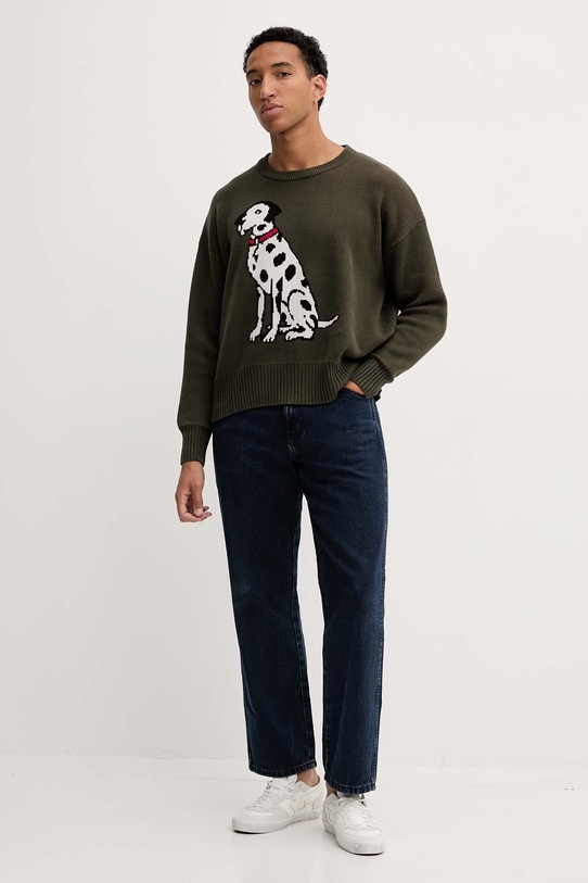 Βαμβακερό πουλόβερ Kaotiko AR017.01.E002 πράσινο AW25