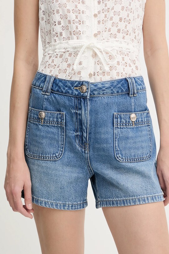 Morgan pantaloni scurți jeans bumbac albastru SHAMIZ